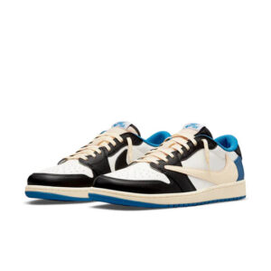Fragment Design x Travis Scott x Air Jordan 1 Retro Low 'Sail Black Military Blue' DM7866-140